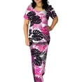 thumbnail image 1 of Robe Maxi Tribale Polynésienne Samoan Puletasi Grande Taille Vêtements pour Femmes Robe Île Hibiscus 2 Pcs Col Rond Robes pour Femmes, 1 of 5