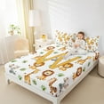thumbnail image 4 of Manfei Yellow Monogrammed W Full Size Sheets, Cute Lion Giraffe Elephant Bed Sheets, Animal Wildlife Sheet Sets, Luxury Bedroom Decor, 4pcs, 4 of 7