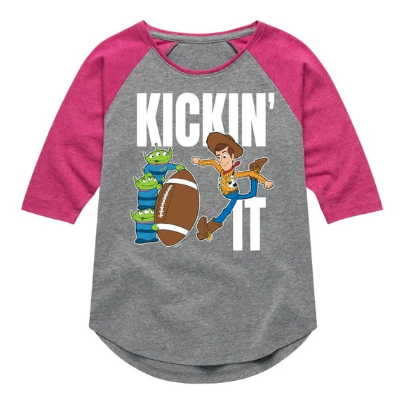 Toy Story - Kickin It - Toddler And Youth Girls Raglan Graphic T-Shirt