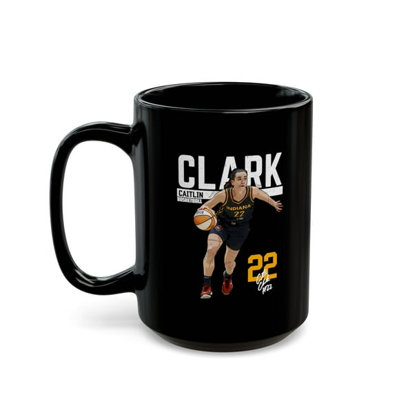 Indiana Caitlin Clark #22 Cartoon Basketball Black Mug Gift (11oz, 15oz)