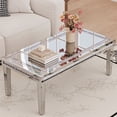 thumbnail image 1 of Wisfor Crush Diamond Rectangle Coffee Table – 120cm Long Modern Glass Top with Mirror Finish, Diamond Cut Inlaid Reflective Design, Glam Decor, Sparkling HD Silver Luxury Center Table for Living Room, 1 of 14
