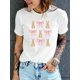 thumbnail image 1 of Camiseta estampada 100 % algodón para mujer, de manga corta y cuello redondo, para uso diario informal, 1 pieza, camiseta de ocio., 1 of 5