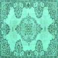 thumbnail image 1 of Ahgly Company Indoor Square Medallion Turquoise Blue Traditional Area Rugs, 8' Square, 1 of 4