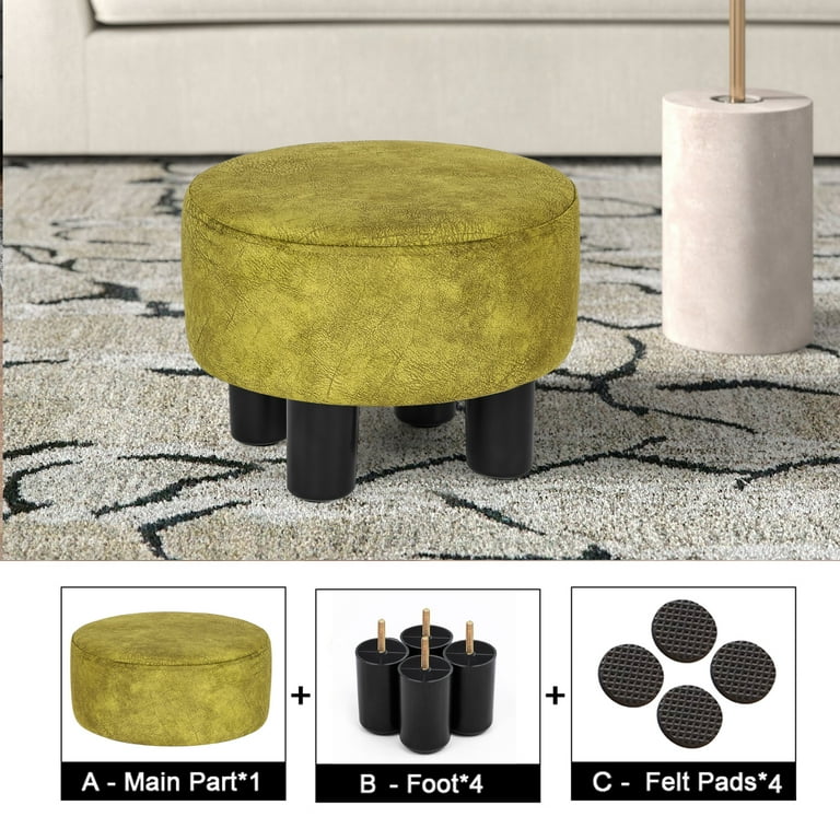 Homebeez Round Fabric Padded Ottoman Small Foot Stool Foot Rest