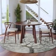 thumbnail image 4 of 8ft Round Rug, Grey Flowers Non-Skid Rubber Backing Large Area Rugs - Living Room Bedroom Home Office, Spring Floral Modern Oil Painting Art Indoor Floor Mat Carpets Washable Rug, 4 of 9