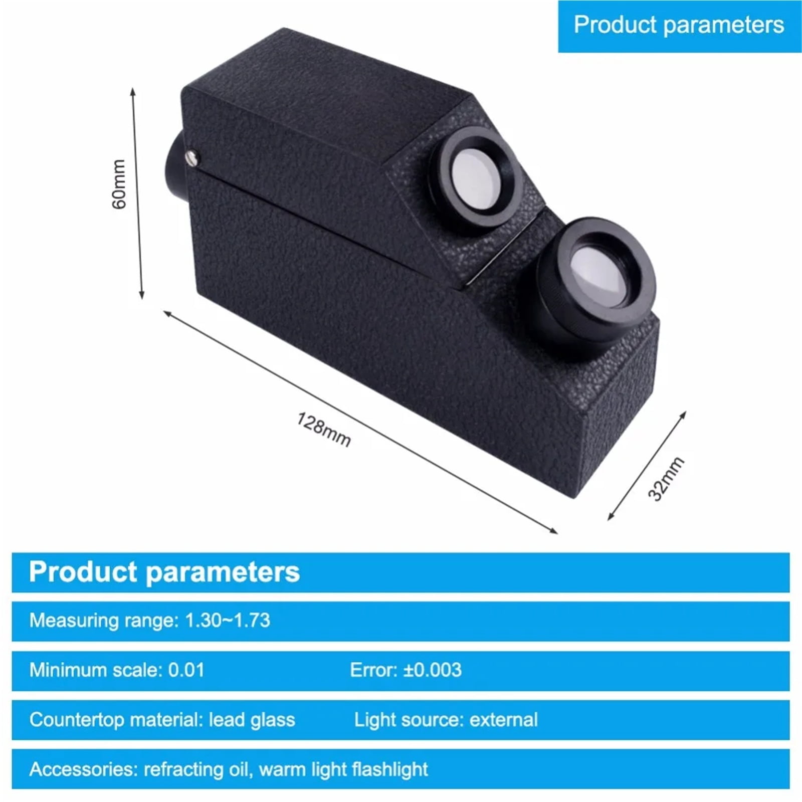 Instrument Tool Refractometer Diamond Detector External With Light Source Measurement Range