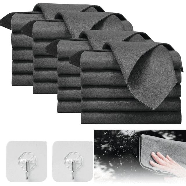 Thickened Magic Cleaning Cloth, Streak Free Magic Cleaning Wipes, Thickened Magics Cleaning Cloth, Window, Kitchen, Car - Reusable, Streak-Free, Lint-Free Multipurpose Cleaning Rags(20, Black)