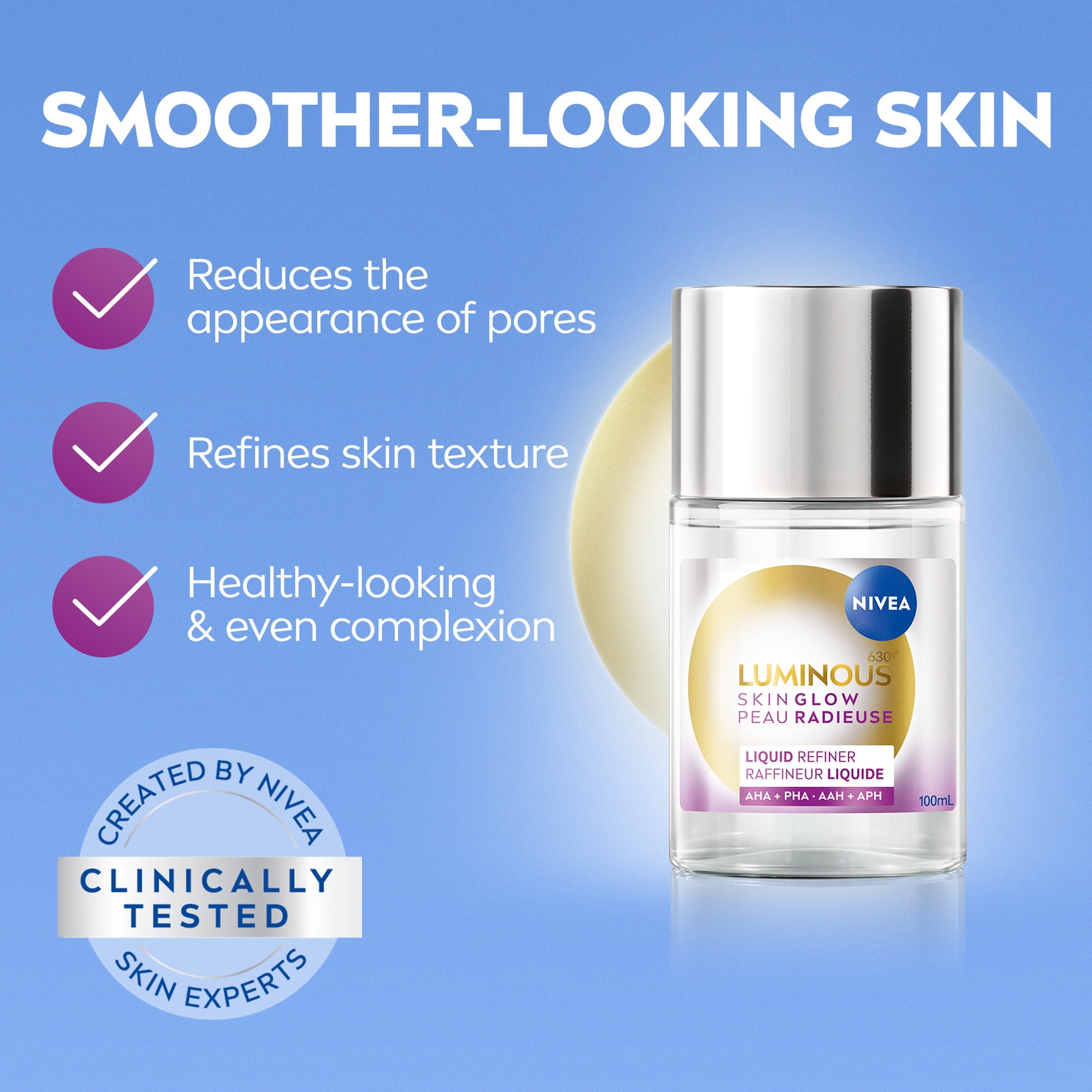 NIVEA LUMINOUS630 Raffineur Liquide Peau Radieuse, Exfoliant Liquide Quotidien, 100 mL