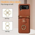 thumbnail image 5 of REQO Phone Case for Samsung Galaxy Z Flip 4 5G 2022 Wallet Cell Cover with and Crossbody Strap Ring Stand RFID Credit Card Holder ZFlip4 Z4 Flip4 4Z Accessories Kickstand Women Men Girls Brown, 5 of 7