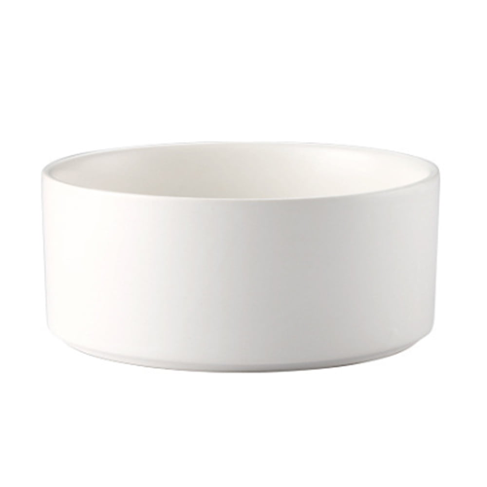 plain white ceramic dog bowl