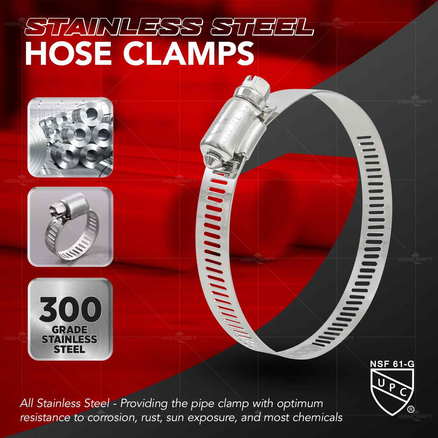 Stainless Steel Worm Drive Hose Clamps 2-3/4" - 5" Adjustable SAE 72, 10 PCS