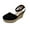 Black, variant on Womens Suede Casual Elastic Band Platform Straw Woven Wedge Single Sandals Shoes