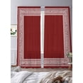 thumbnail image 3 of Sheer Curtains 84 Inches Long, Red Geometric Light Filtering Window Curtains for Living Room, Country Farm Traditional Chinese Tile Rod Pocket Voile Sheer Curtain Drapes, 52"W x 84"L, 2 Panels, 3 of 8