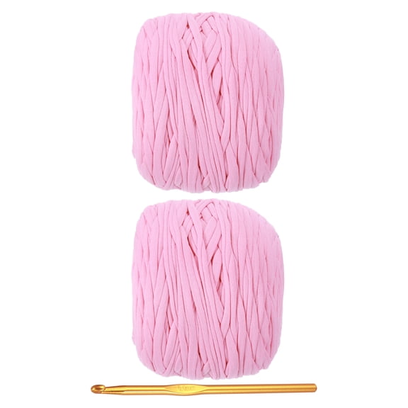 Uxcell T-Shirt Yarn for Crocheting with Hook 2 Pack 196 Yards Yarn Pink