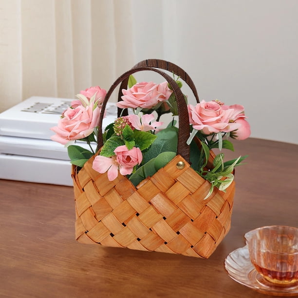 Cesta de flores de mano, flores artificiales, adornos decorativos, estilo hogar, accesorios para bodas, arreglos florales frescos