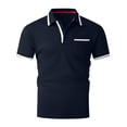 thumbnail image 6 of Mens Casual Trim Polo Shirts Short Sleeve Color Block Athletic Golf T Shirts Chest Pocket Fashion Loose Fit Tops 2XL, 6 of 8