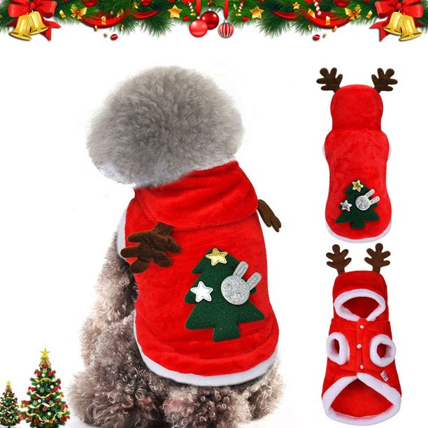 Ropa navideña para perros, abrigo para perros, disfraz para perros pequeños, disfraz navideño para perros, abrigo con capucha para mascotas de invierno, ropa para perros, ropa para mascotas (XS)