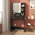 thumbnail image 6 of Satifur Vanity Desk with Mirror & Lights, GRWM Vanity with Drawers & Storage Shelves, Makeup Dressing Table with Charging, Black, 6 of 10