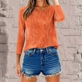 thumbnail image 6 of Yuanlook Women's 3/4 Length Sleeve Tops Crew Neck Dressy Casual Blouses T Shirts Fall Clothes - Orange - XL, 6 of 9
