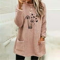 thumbnail image 5 of ShiShine Sweatshirt for Women Plush Warm Sweater Print Crew Neck Tops Long Sleeve Tunic Pullover with Pockets, 5 of 5