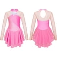 thumbnail image 5 of CHICTRY Girls Figure Ice Skating Dress Sequins Floral Long Sleeve Dance Competition Gymnastics Skirted Leotard Hot Pink 12, 5 of 6