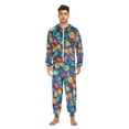 thumbnail image 3 of FORMRS Onesies Pajama for Adults Unisex Hoodie Winter Jumpsuit One Piece Sleepwear, Sizes S-2XL, Vibrant Art Leaves Pattern, 3 of 7