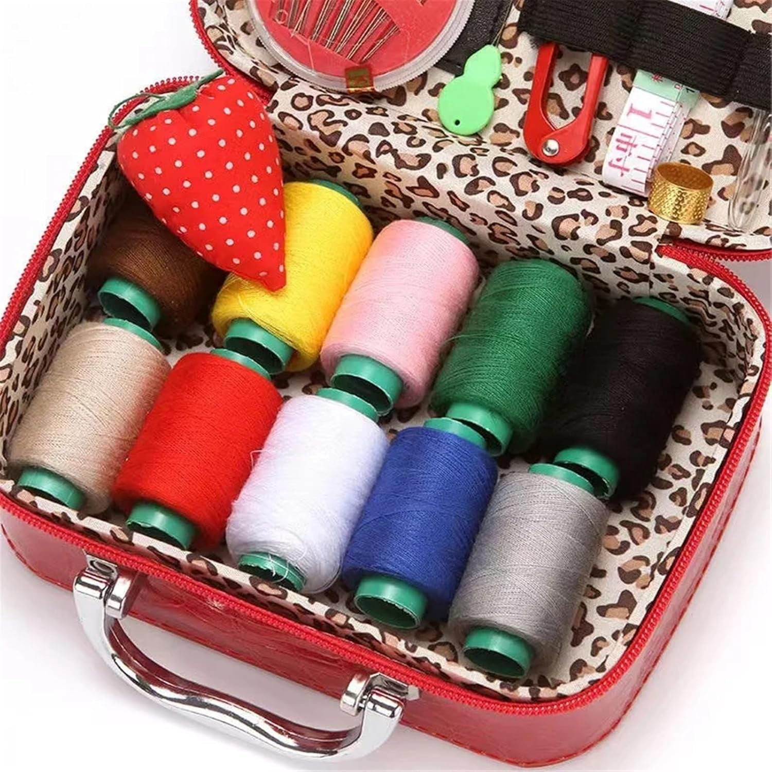 Big Eye Steel Sewing Needles Kit, Big Eye Steel Needle Kit, Stainless Steel Hand Sewing Steel Needle Kit,  DIY Hand Made Craft Set with Portable Leather Case(B)