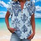 thumbnail image 2 of Camisetas de Manga Corta para las Mujeres Casual Impreso Botón Casa V-Cuello Camiseta Blusas, Poliéster, 2 of 7