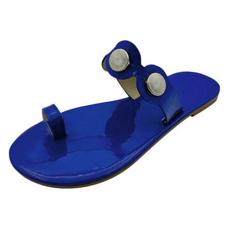 

WNVMWI Sandals Women Running Shoes for Women Summer Gold Flip Flops for Women Blue Shoes Slippers Flip Flops Large Size Women s Shoes Spring Casual Metal Round Sheet Low Heel Toe Sandals Ligh Size 37