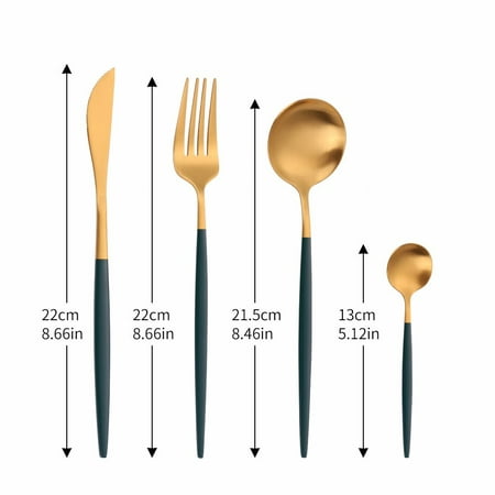 

4Pcs Matte Gold Steel Cutlery Tableware Set Dinnerware Dinner Flatware Kitchen Wedding Forks Knives Spoons Set Thin Silverware