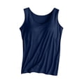thumbnail image 3 of Nestiefly Womens Tank Tops with Built in Bra Padded Wide Strap Sleeveless Shirts Casual Summer Loose Cute Camisole Top Navy 6XL, 3 of 6