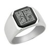 Stainless Steel Men Male Signet Ring Floral Alphabet Initial Anniversary Black Top I SZ 10