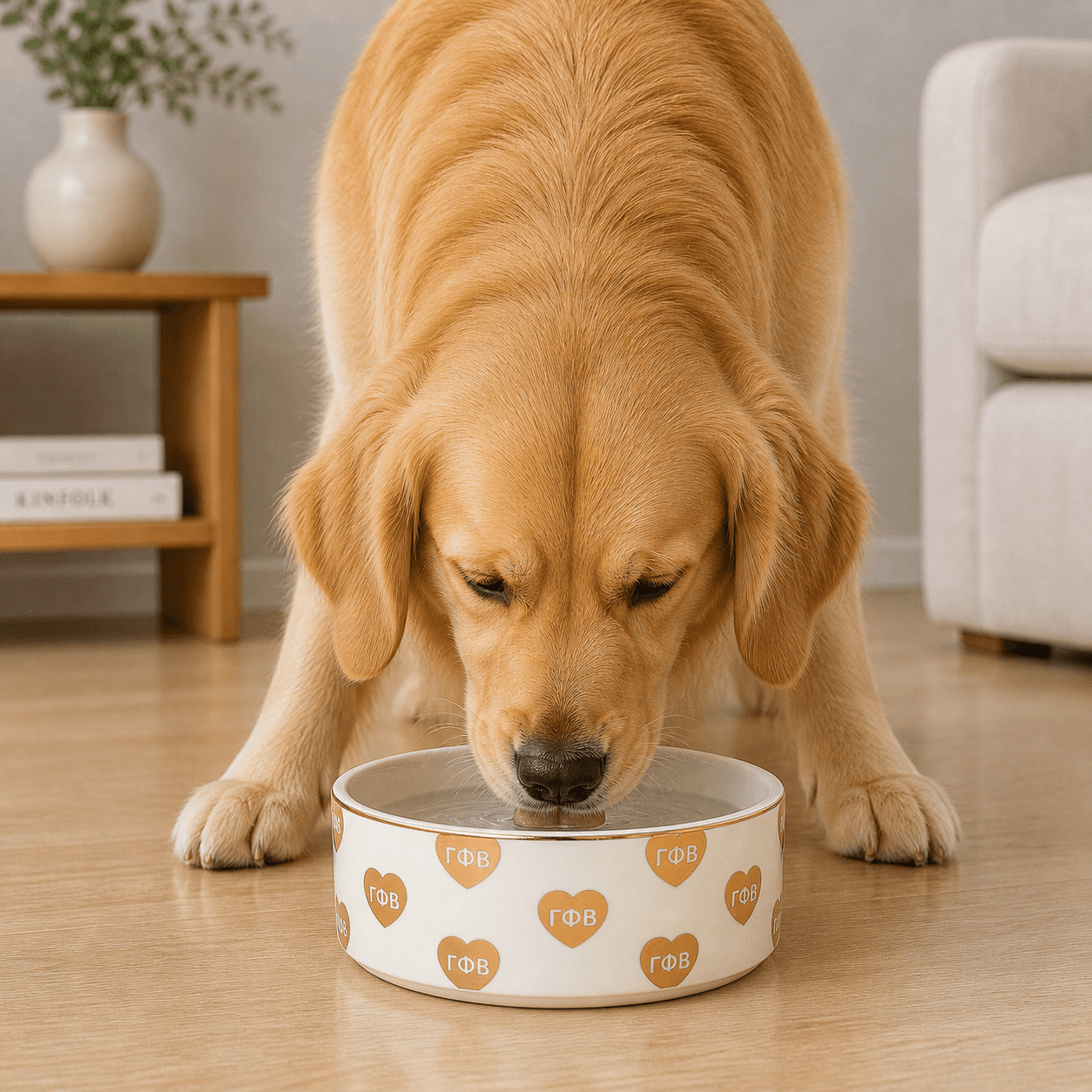 Sorority Shop Gamma Phi Beta Pet Bowl, 6" Ceramic Bowl for Dogs and Cats, Heart Design with Sorority Greek Letters, Use for Food or Water