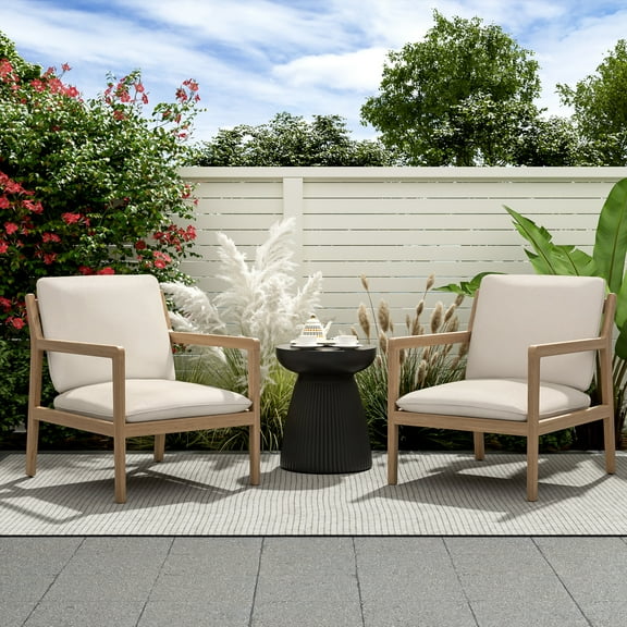 Christopher Knight Home Modern Scandinavian Lounge Chairs, Solid Wood Frames, Beige Cushions, Set of 2