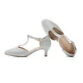 thumbnail image 5 of DADAWEN Women Closed Toe Kitten Heels T-Strap Mary Jane Dress Shoes Silver 8.5 US, 5 of 6