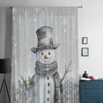 thumbnail image 5 of Grey Snowman Christmas Semi Sheer Curtains Drapes for Living Room, Bedroom, French Doors Window 96 Inches Long, Xmas Berry Winter Snowflake Rod Pocket Chiffon Curtain Drapery Voile Draperies Panel, 5 of 6