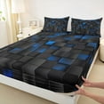thumbnail image 3 of Manfei Classic Geometric Checkered Full Size Sheets,Pixel Grid Miners Bed Sheets,Blue Black Sheet Sets For Teens,Ultra Soft Home Decor,4pcs, 3 of 7