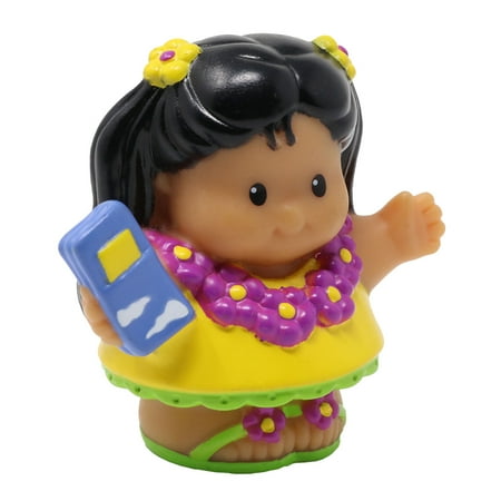 Replacement Part for Fisher-Price Little People Collectible Summer Vacation Travel Adventures Dollhouse Playset T50074 - Replacement Hawaiian Mom Figure - Carrying a Cell Phone and wearing a Lei