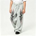 thumbnail image 2 of Luvior Y2k Baggy Sweatpants Boy and Girls Gothic Graphic Elastic Waist Wide Leg Track Pants Drawstring Athletic Joggers with Pockets, 2 of 5