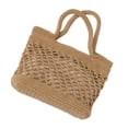 thumbnail image 4 of Portable Beach Bag Cotton Thread Hand-crocheted Bag Handmade Shoulder Bag Large Capacity Messenger Bag (Light Brown), 4 of 8