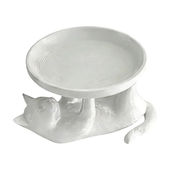Mecorevxz Cute Cats Jewelry Storage Tray Lying Cats Figurine Ring Tray and Necklace Stand Minimal Modern Trinket Organizer Suitable for Dresser Entryway(White)