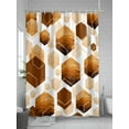 thumbnail image 5 of Orange White Gold Geometric Shower Curtain, Modern Abstract Hexagon Pattern Bathroom Decor Curtains Set with Hooks, Waterproof Fabric Home Accessories， Stall 36 X 72 Inch, 5 of 6