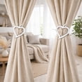 thumbnail image 2 of Evideco French Home Goods Fjord Heart White Curtain Tiebacks 2 Count, 2 of 9