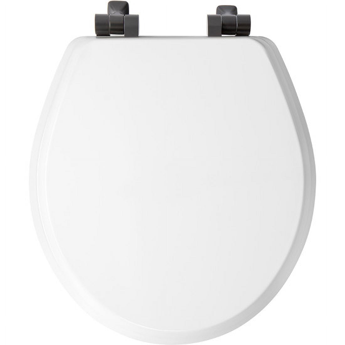 Mayfair by Bemis Benton® Round Wood Seat White with Matte Black Slow-Close Hinges Never Loosens