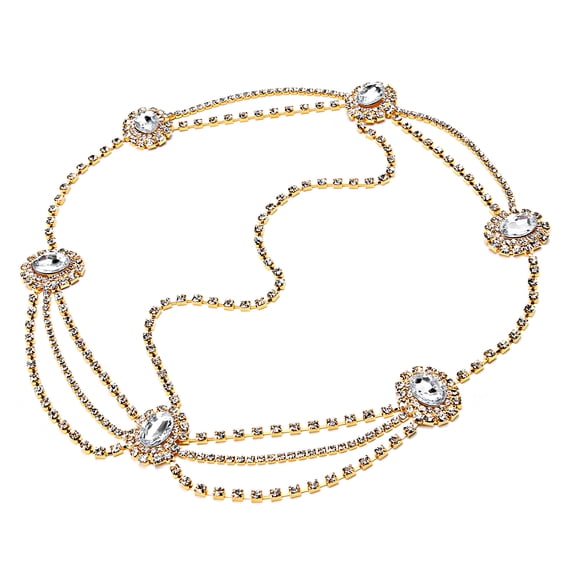 NFTIGB Fashion Women Head Chain Vintage Headpiece Headband Wedding Girl Hair Accessories Gold Rhinestone Forehead Jewelry for Beach Parties and Graduations