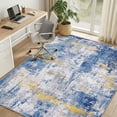 thumbnail image 2 of KoshiMe Area Rug 6'x9', Washable Non-Slip Modern Neutral Abstract Rugs for Living Room, Soft Stain Resistant Low Pile Carpet for Dining Room Office, Blue Gold, 2 of 9