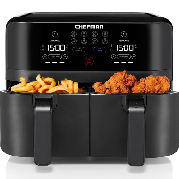 Chefman TurboFry Digital Touch Dual Basket Air Fryer, XL 8.5L (9-Quart)