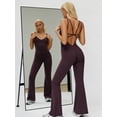 thumbnail image 2 of KEFIRLILY Women's Seamless Halter Neck Jumpsuit, High Stretch Butt Lifting Flare Leg Yoga Romper, Deep V Cross Back Athletic One-Piece for Gym Workout Running Casual, 2 of 6