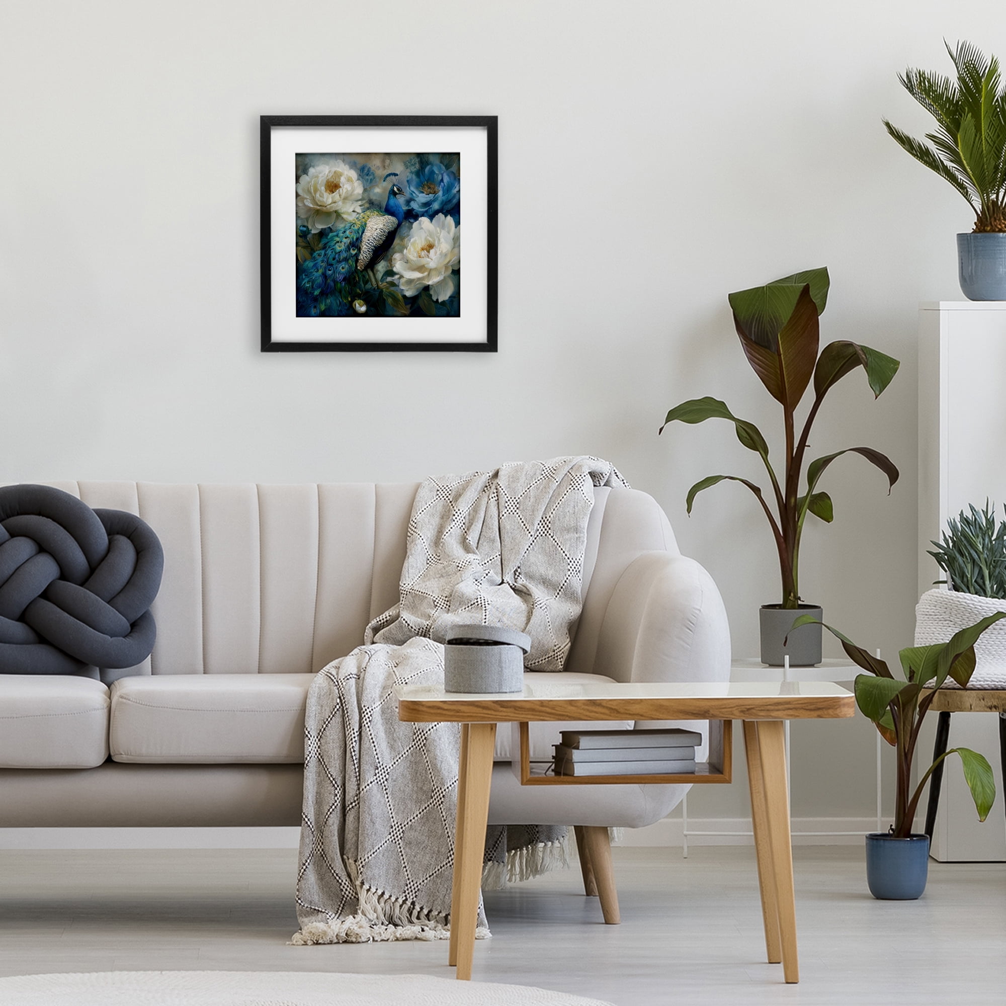 Stupell Industries Pretty Peony Peacock Black Framed Print Under Glass, design by Tina LeCour