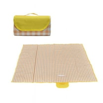PureCasa Waterproof Thick Picnic Outdoor Blankets, Oxford Cloth Portable Foldable Mats for Beach Camping Hiking, Grass Lawn Park Accessories Damp-Proof Mats, 1PC, 79"x79", Yellow, Rectangle